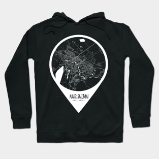 Nur-Sultan, Kazakhstan City Map - Travel Pin Hoodie